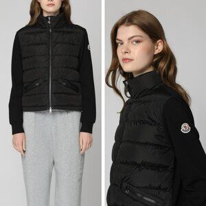 Moncler Felpa Aperta Con Zip Womens Down Jacket Cardigan Padded Black Sz Medium